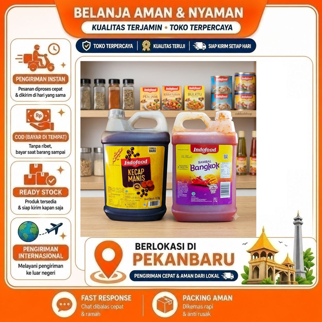 Indofood Sambal Bangkok Pedas Manis, Indofood Kecap Manis, Bumbu Masak Instan, Jerigen 5,7 kg, Halal