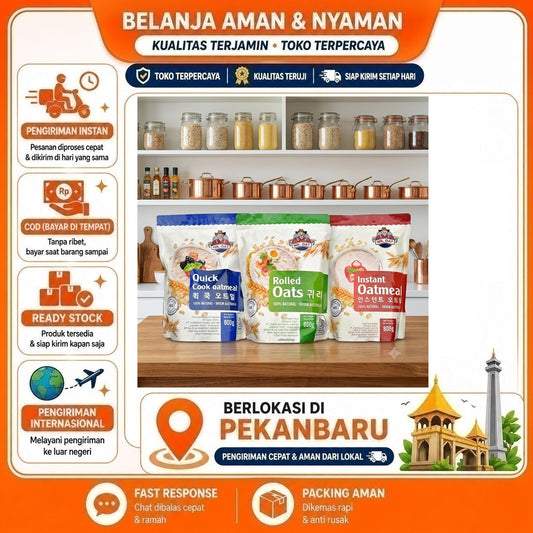 Mr. Oat Instant Oatmeal, Quick Cook Oatmeal, Rolled Oats 800 gr, Alami, Tinggi Serat, Mudah Disimpan