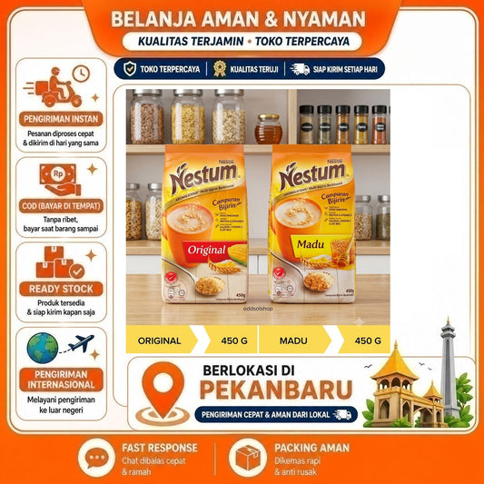 Nestle Nestum Multi Bijirin Berkhasiat Rasa Original dan Madu 450 gr, Tinggi Serat Sumber Protein