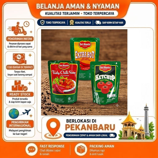 Del Monte Tasty Chilli Sauce, Saus Sambal, Extra Hot Chili Sauce, Ketchup, Saus Tomat, 200 gr Halal