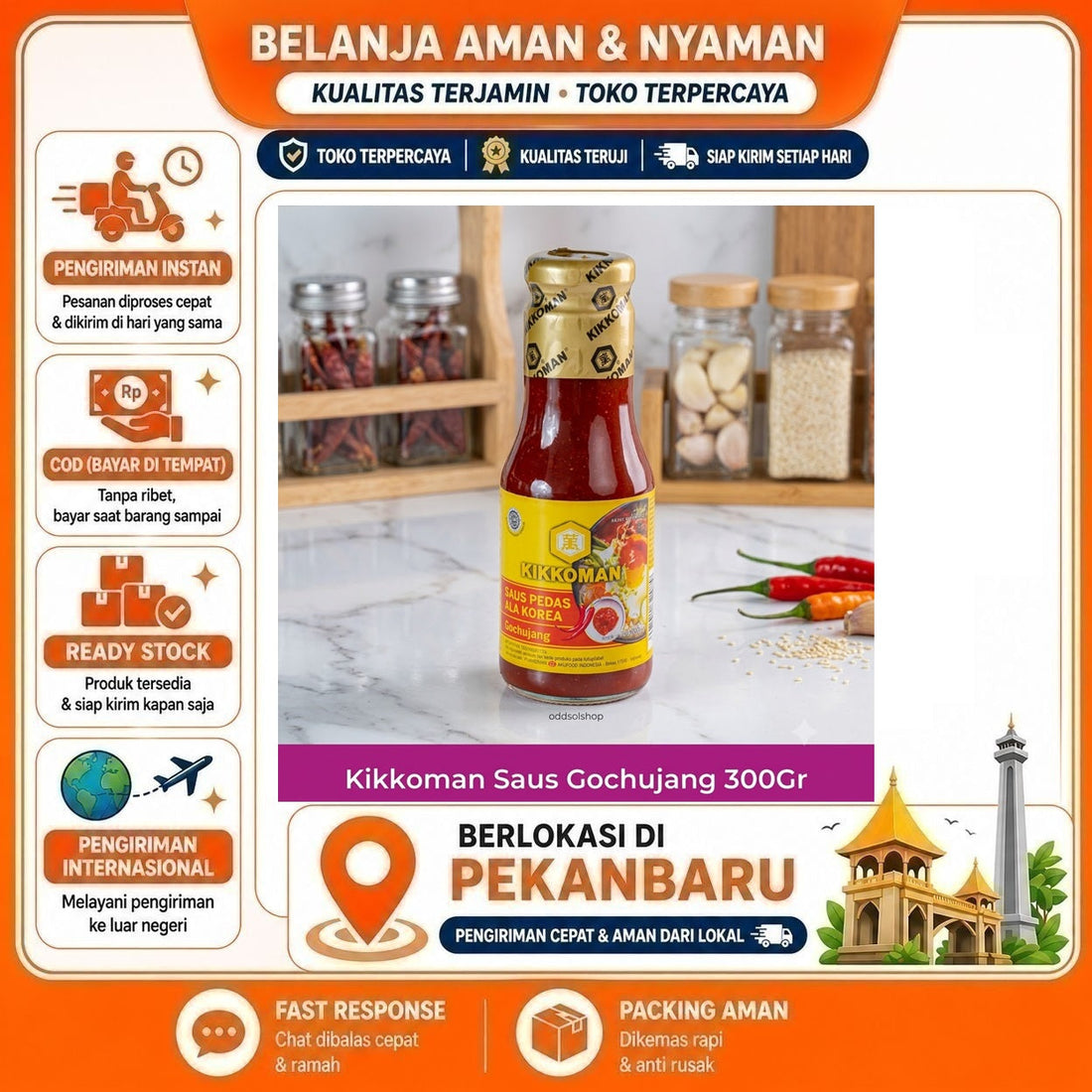 Kikkoman Saus Pedas Ala Korea Gochujang 300 gr Rasa Pedas Gurih, Rasa Autentik Korea, HALAL MUI 300g