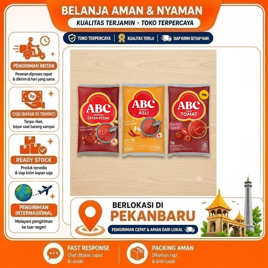 ABC Sambal Ekstra Pedas, Sambal Asli, Saus Tomat, Extra Hot Chili Sauce, Ketchup, Pouch 1 kg, Halal