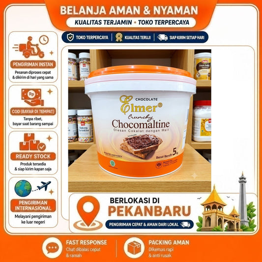 Elmer Chocolate Crunchy Chocomaltine 5 kg, Selai Cokelat dengan Malt, Selai Roti, Bahan Kue, Cakes