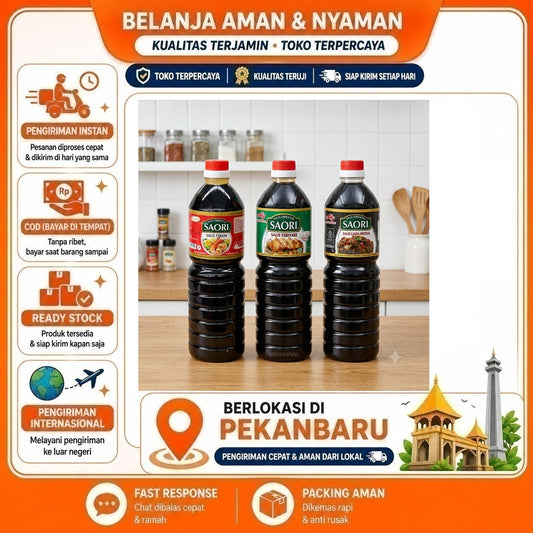Saori 1 Liter Saus Lada Hitam, Saus Tiram dan Teriyaki Sauce, Kebutuhan Memasak, Bumbu Masak Instan