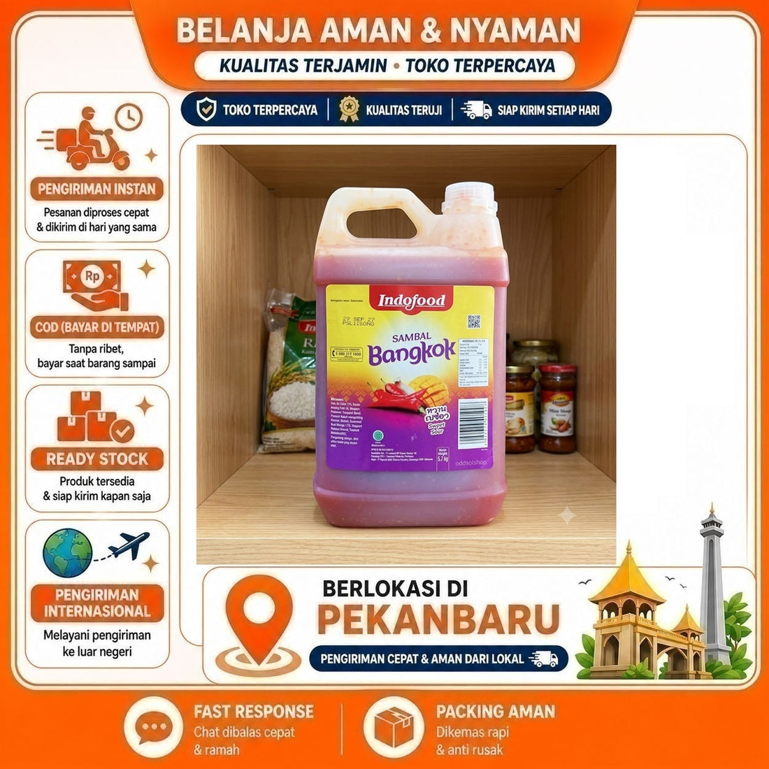 Indofood Sambal Bangkok Pedas Manis 5,5 Kg - Rasa Tradisional, Cocok untuk Restoran, Bumbu Masak COD