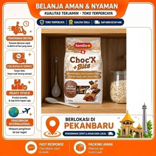 Familia Choc'X + Bits 600 gr - Crunchy Muesli with Choco-bits, Triple Chocolate, Biskuit Cokelat COD