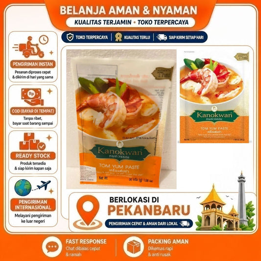 Kanokwan Bumbu Tom Yum Instan 30 gr - Rasa Asli Thailand, Praktis, Bebas MSG, Kebutuhan Memasak 30g