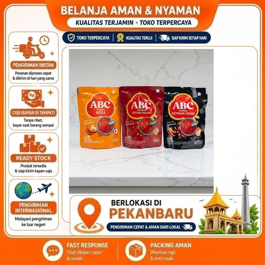 ABC Sambal Asli, Sambal Ekstra Pedas, Extreme Hot, Extra Hot Chili Sauce 65 gr, Kebutuhan Memasak