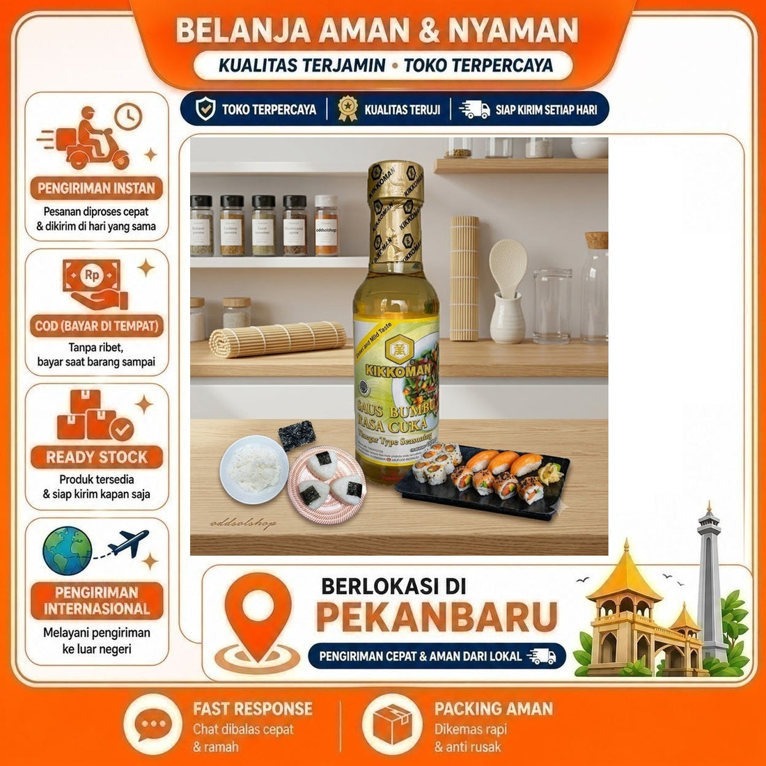 Kikkoman Saus Bumbu Rasa Cuka 150ml - Vinegar Type Seasoning, Kebutuhan Memasak, Bumbu Masak Instan