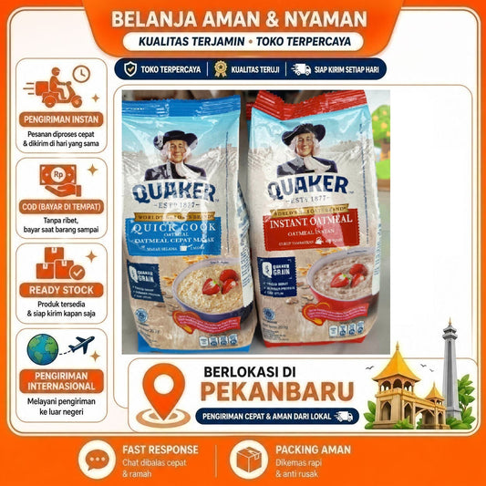 Quaker Instant Oatmeal and Quick Cook Oatmeal 200 gr - Praktis, Tinggi Serat, Larut Tanpa Dimasak