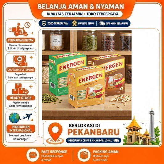 Energen Sereal & Susu Rasa Vanilla, Cokelat, Kacang Hijau 5 Sachet Sumber Serat Susu Telur Formula