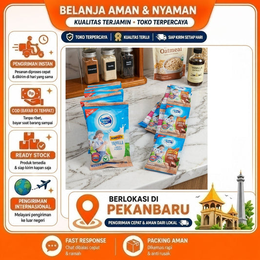 Susu Bubuk Frisian Flag Kompleta Rasa Vanila dan Cokelat 10 Sachet @30g Tinggi Kalsium, Milk Powder