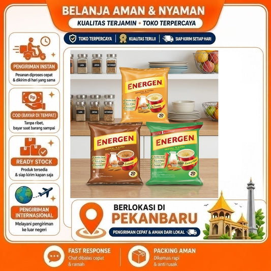 Energen Sereal & Susu Rasa Vanilla, Cokelat, Kacang Hijau 20 Sachet Sumber Serat Susu Telur Formula