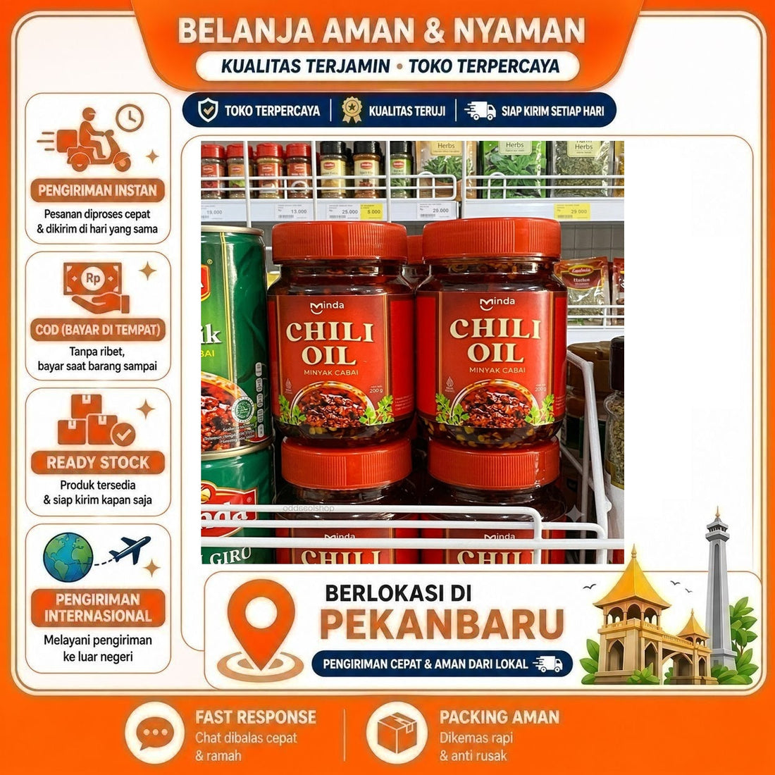 Minda Chili Oil 200 gr Minyak Cabai Rasa Enak, Pedas Praktis, Kebutuhan Memasak, Bumbu Masak Halal