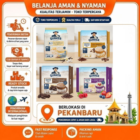 Quaker 3in1 Minuman Sereal Oat Rasa Berry Burst, Vanilla, Chocolate, Mocha, Moka, Cokelat, Vanila