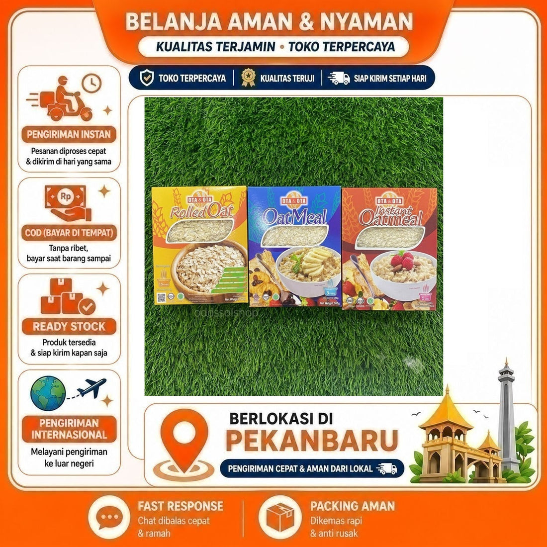 Ota-ota Oatmeal 500 gr, Rolled Oat, Instant Oatmeal, Havermut Biji Utuh, Menu Sarapan Makanan Sehat