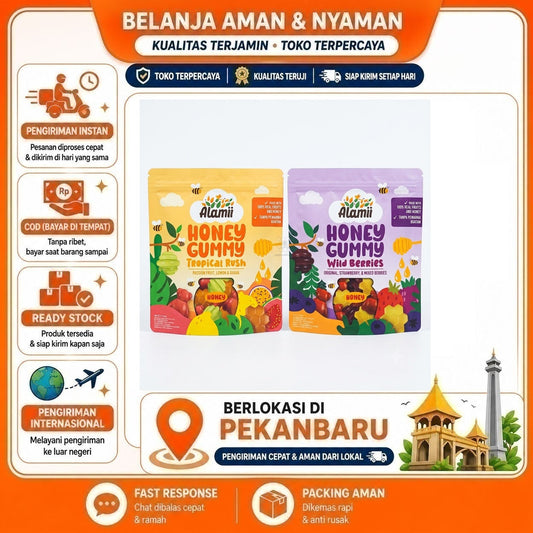 Alamii Honey Gummy Wild Berries & Tropical Rush 40 gr, Rendah Gula, Kenyal dan Menambah Imunitas COD