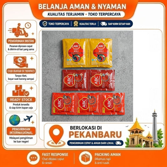 ABC Sambal Nusantara Terasi, Sambal Asli, Ekstra Pedas, Extra Hot Chili Sauce, Cabai Asli 10 Sachet