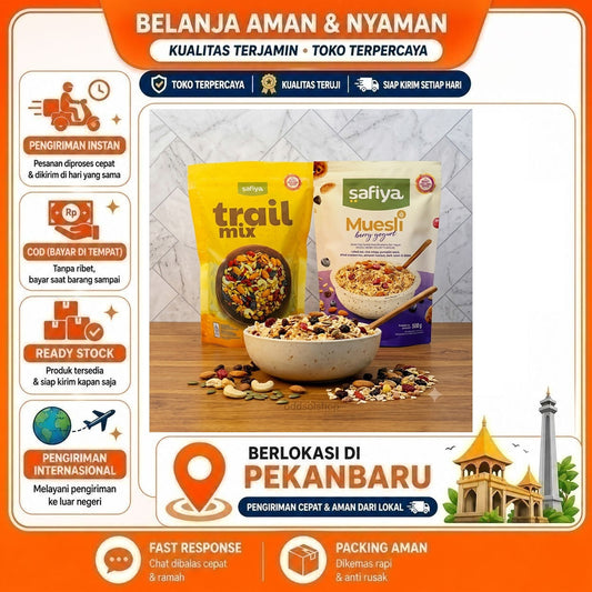 Safiya Muesli Berry Yogurt and Trail Mix 500 gr, Camilan Sehat, Tinggi Protein dan Antioksidan Halal