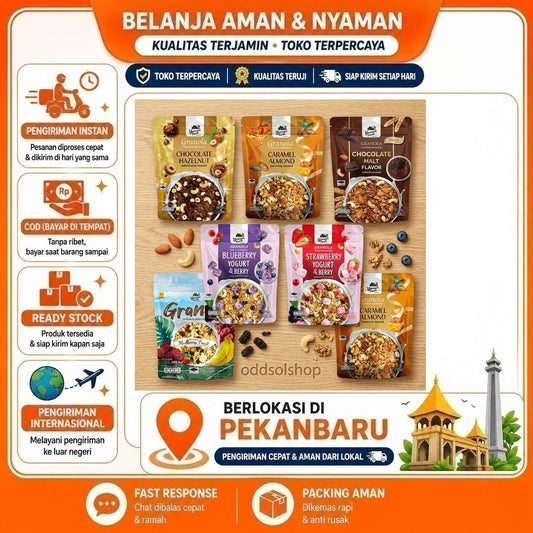 Younger Farm Granola 200 gr Rasa Chocolate Malt, Strawberry Yogurt & Berry, Blueberry, Makanan Sehat