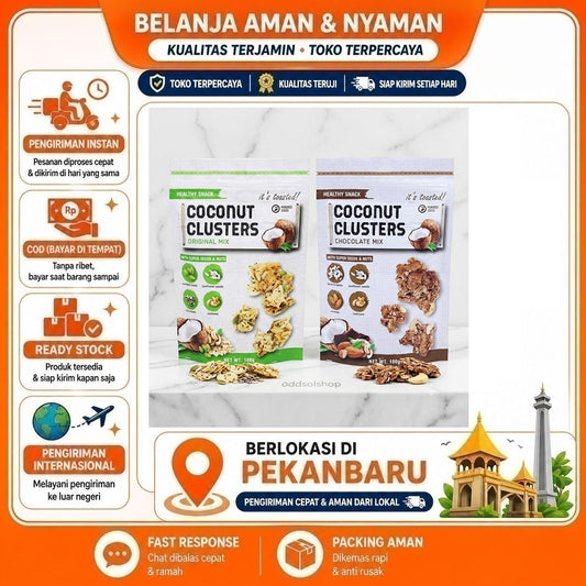 Healthy Snack Coconut Clusters Original Mix and Chocolate Mix 100 gr With Super Seeds & Nuts Cokelat