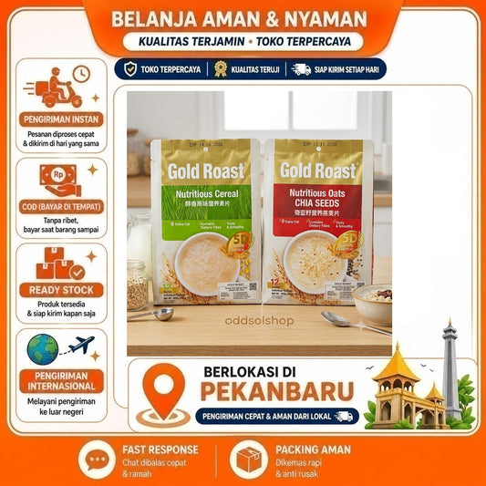 Gold Roast Nutritious Cereal, Nutritious Oats Chia Seeds 12 Sachet, 5D Grain Essence, Sereal Instan