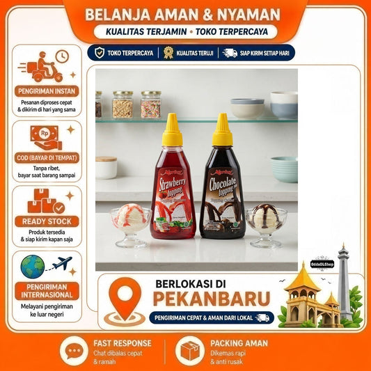 Mariza Topping Rasa Stroberi dan Cokelat 350 gr, Bahan Dekorasi Kue, Cake, Roti, Donat, Dessert Mix