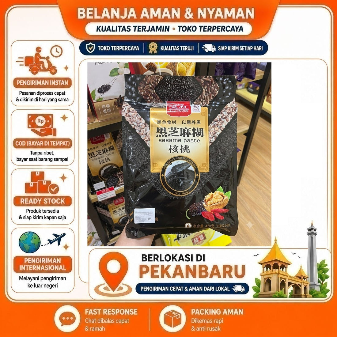 Yili Foods Sesame Paste Mulberry and Wolfberry 12 Sachet, Wijen Hitam, Kaya Antioksidan & Kalsium
