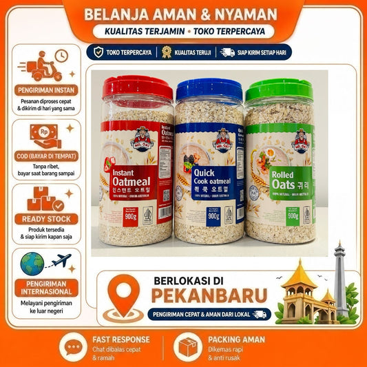 Mr. Oat Instant Oatmeal, Quick Cook Oatmeal, Rolled Oats 900 gr, Menu Sarapan Sereal Makanan Sehat