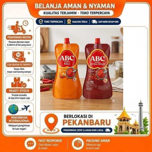ABC Sambal Asli dan Sambal Extra Pedas 380 gr - Pedas Nikmat, Cita Rasa Indonesia, Praktis, Halal