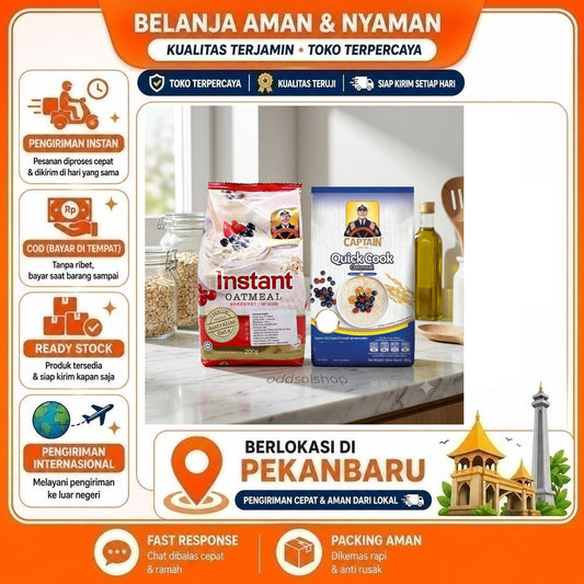 Captain Oats Instant Oatmeal & Quick Cook Oatmeal 200 gr - Renyah, Tanpa Pengawet, Nutrisi Lengkap