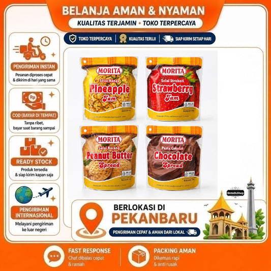 Morita Pasta Cokelat, Chocolate Spread, Peanut Butter Spread, Pineapple & Strawberry Jam, 150 gr COD