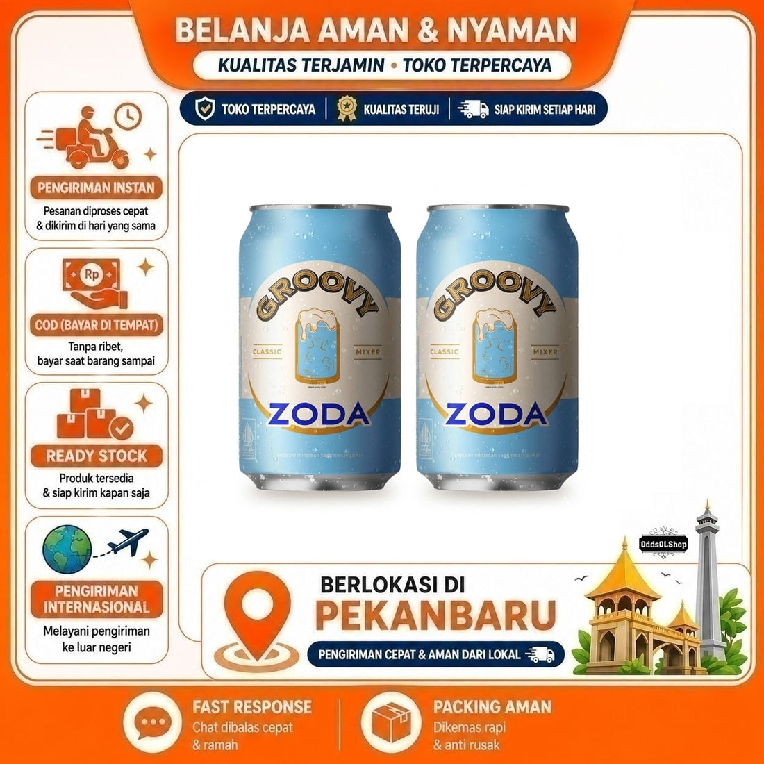 Groovy Zoda Air Soda 330ml Classic Mixer, Water Can, Minuman Bersoda, Kemasan Kaleng, Bahan Minuman