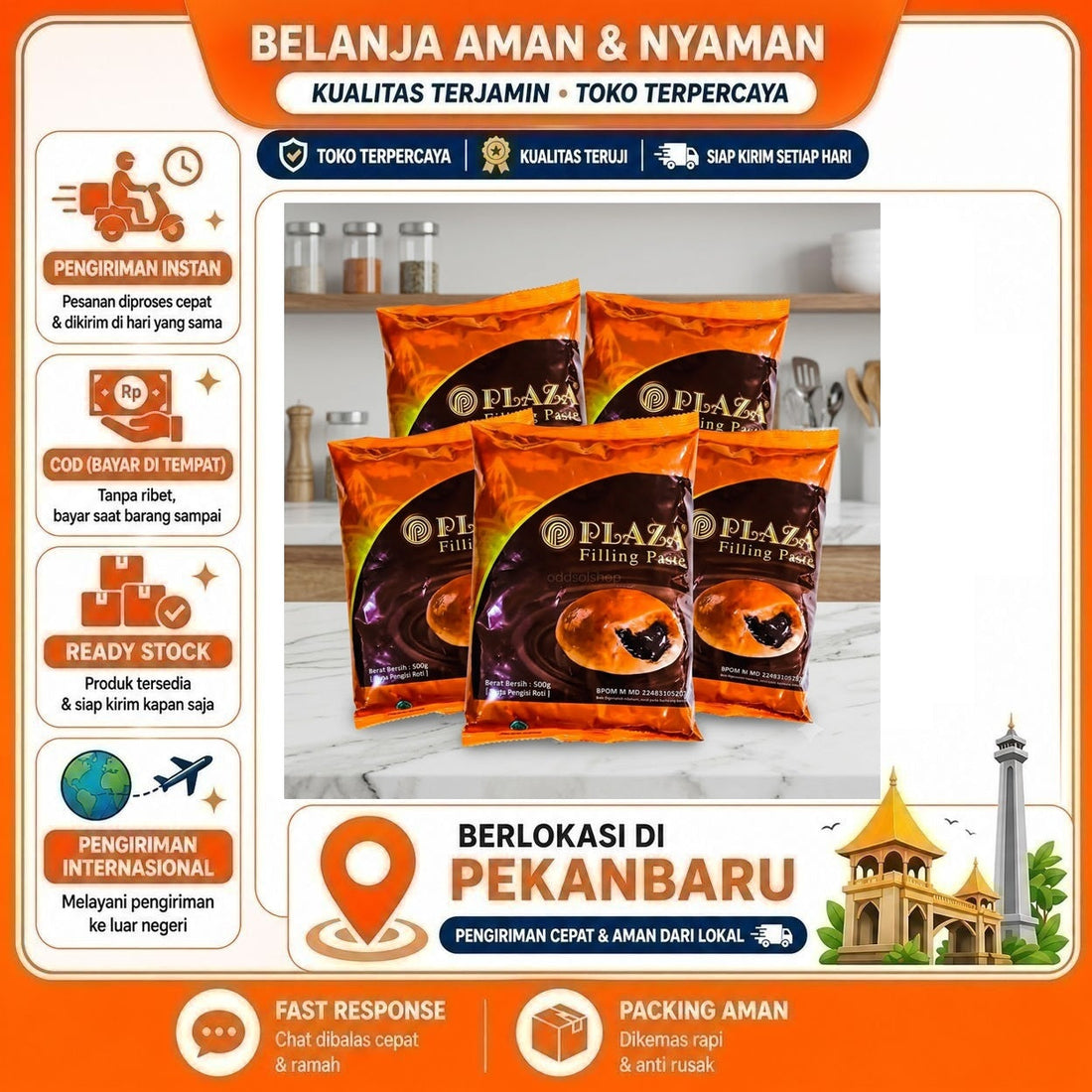 Plaza Filling Paste 500 gr, Bahan Untuk Isian Roti, Bahan Dekorasi Kue, Selai & Olesan Roti, Halal