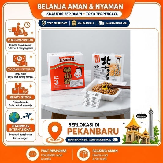 Okame Natto 3 Sachet, Hokkaido Kotsubu Nato, Camilan Makanan Ringan Tradisional Jepang, Asaichiban