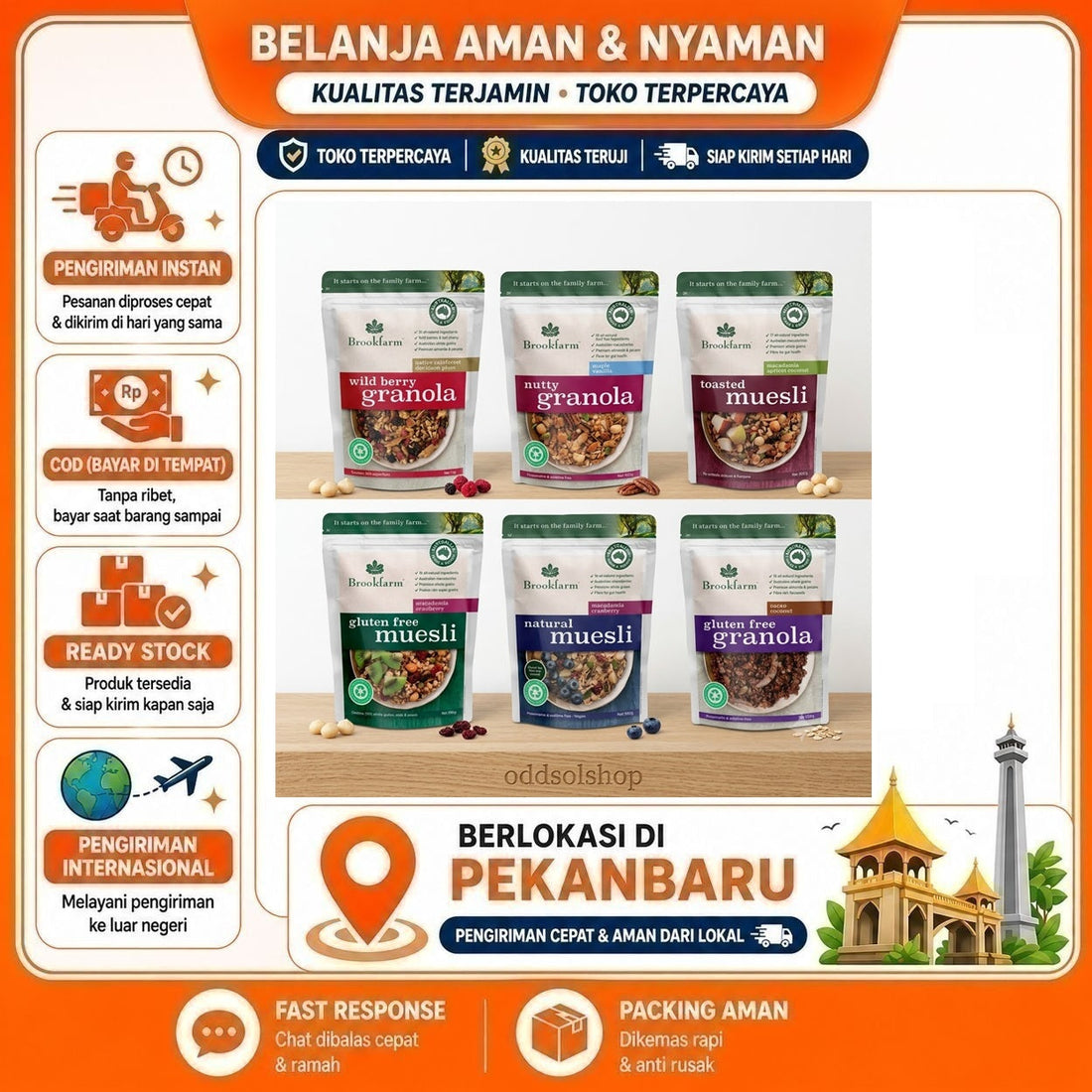 Brookfarm Granola & Muesli 500 gr Rasa Wild Berry, Nutty, Toasted, Gluten Free Granola and Muesli
