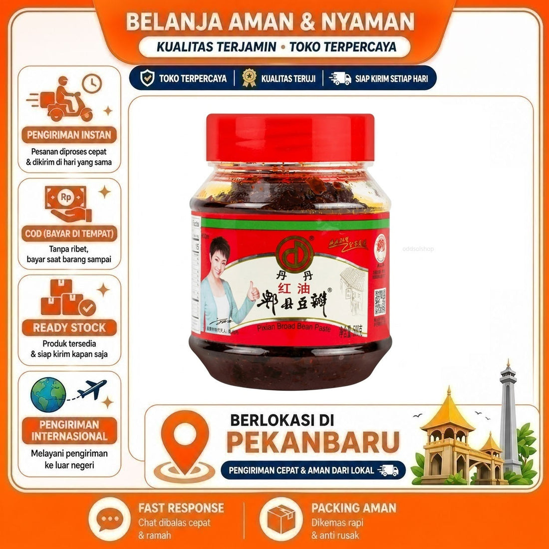 Dan Dan Pixian Broad Bean Paste 500 gr Saus Pasta Kebutuhan Memasak, Saus Cabai dengan Tauco Gurih