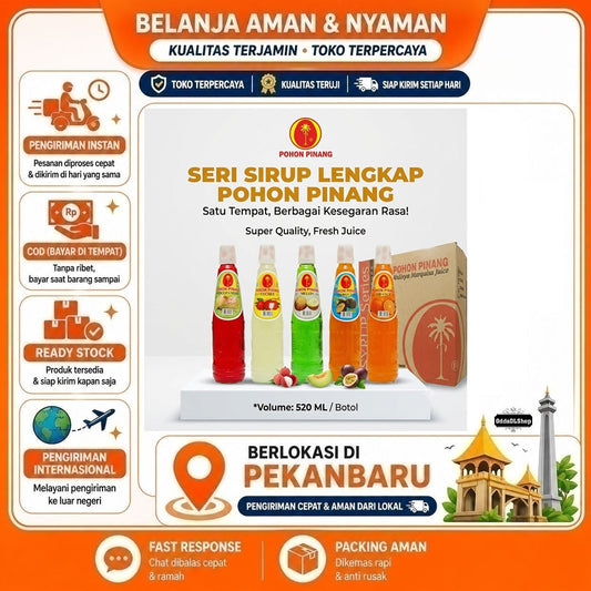Sirup Pohon Pinang 520ml, Buah Segar Markisa, Melon, Jeruk, Leci, Cocopandan, Super Marquisa, Halal