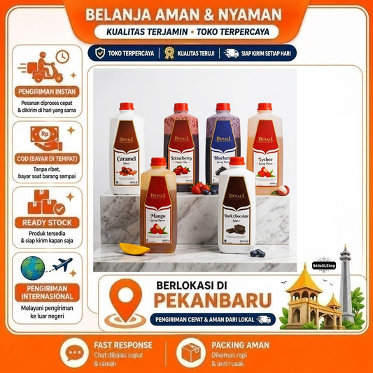 Denali Caramel Sauce, Lychee Syrup Puree, Mango, Dark Chocolate, Blueberry, Strawberry, Saus 2000 gr