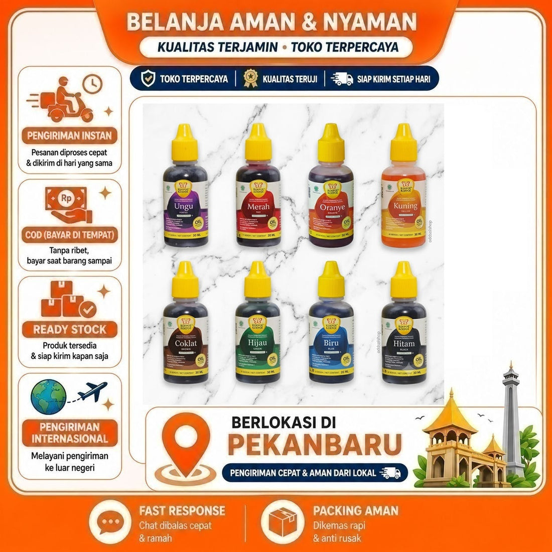 Koepoe Koepoe Pewarna Makanan Oil Based 30ml, Warna Pekat, Tahan Panas, Tidak Mengubah Rasa, Halal