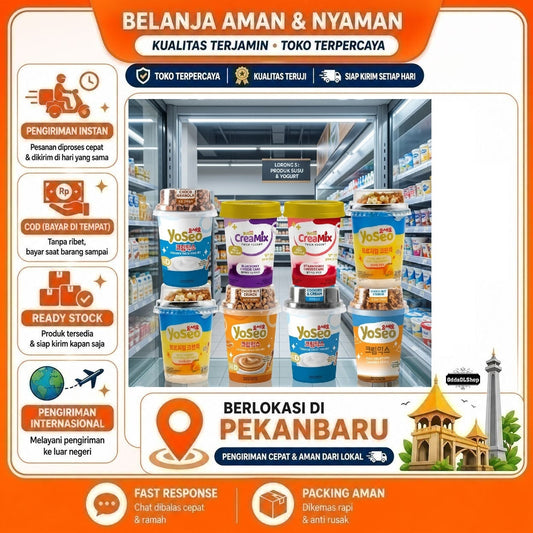 Yoseo Creamix Thick Yogurt Caramel Sauce Choco, Blueberry & Strawberry Cheese Cake with Nata de Coco
