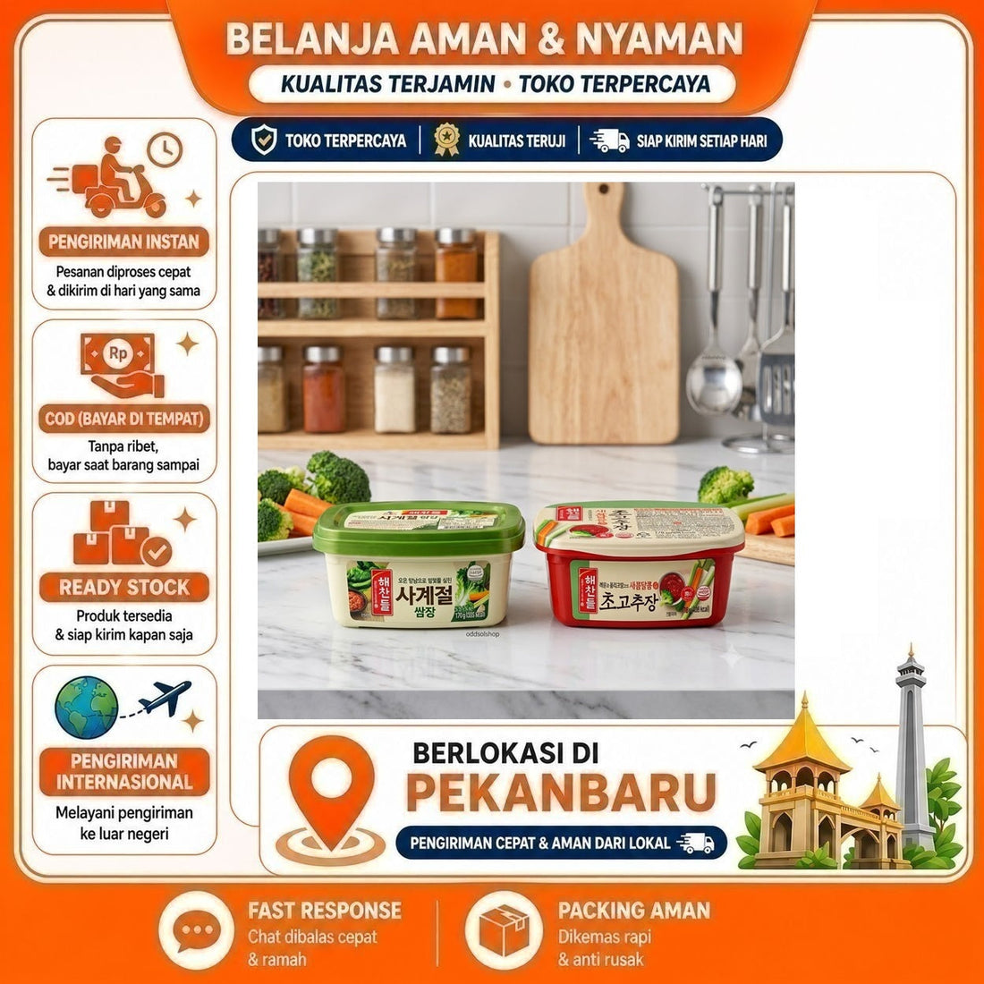 Haechandle Seasoned Soybean Paste Fermented Food & Gochujang Hot Pepper Paste 170 gr Pasta Korea COD