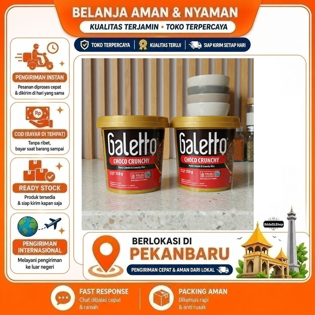 Galetto Choco Crunchy 350 gr, Pasta Cokelat & Crunchy Oles, Bahan Baking, Bahan Kue, Selai Roti Cake