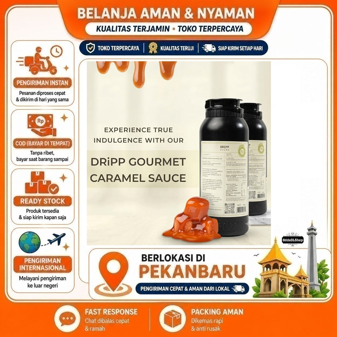 Dripp Gourmet Caramel Sauce 500ml, Saus Karamel, Topping Makanan, Bahan Baking Kue, Roti, Cake, COD