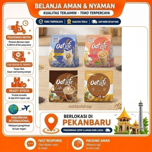Oatlife Cafe Oat Milk Tea, Gold Double with Chia Seed, Cafe Oat White Coffee, Chocolate, Bubuk Minum