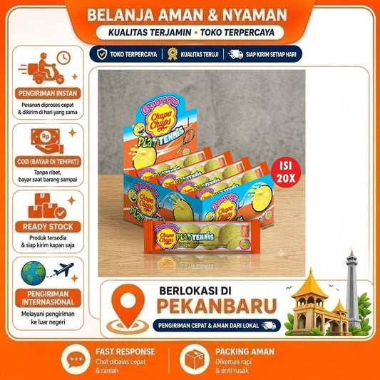 Chupa Chups Play Tennis Candy 20 gr, Permen Karet Lunak, Bubble Gums, Bubblegum, Permen Lembut Halal