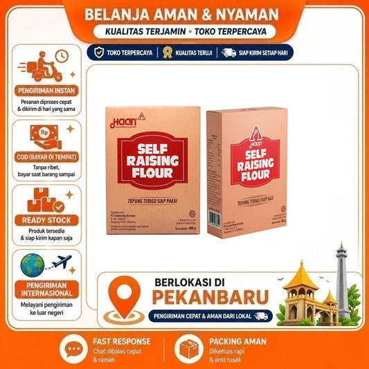 Haan Self Raising Flour 400 gr Tepung Terigu Siap Pakai, Mudah Digunakan, Tekstur Lembut, Tanpa Ragi