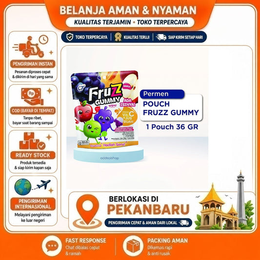 Permen Fruzz Gummy 36 gr, Gummy Candy, Dengan Vitamin C dan Rasa Jus Buah, Assorted Fruit Flavour