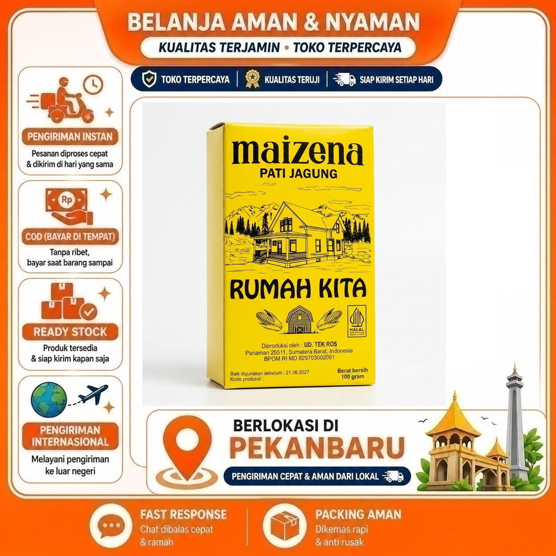 Rumah Kita Maizena Pati Jagung 100 gr, Tepung Maizena Serbaguna, Halal, Bahan Baking, Bahan Kue Cake