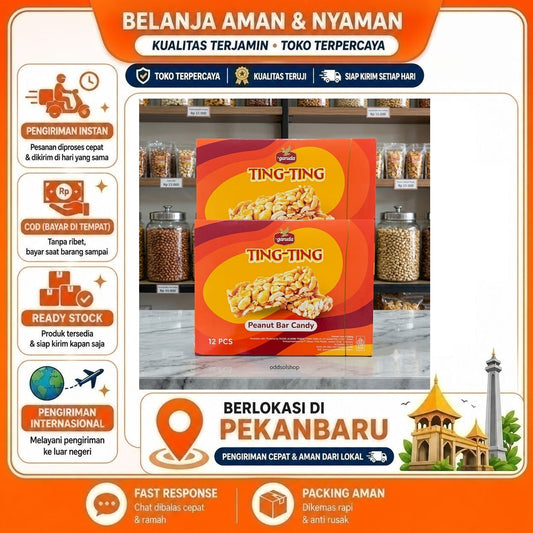 Garuda Ting-ting Peanut Bar Candy 12pcs, Permen Batang Kacang Rasa Manis, Gurih, dan Hangat, Halal